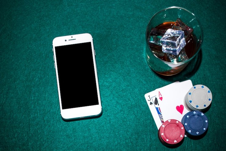 Tampilan chip latihan gratis dan meja dealer quizit dengan opsi taruhan